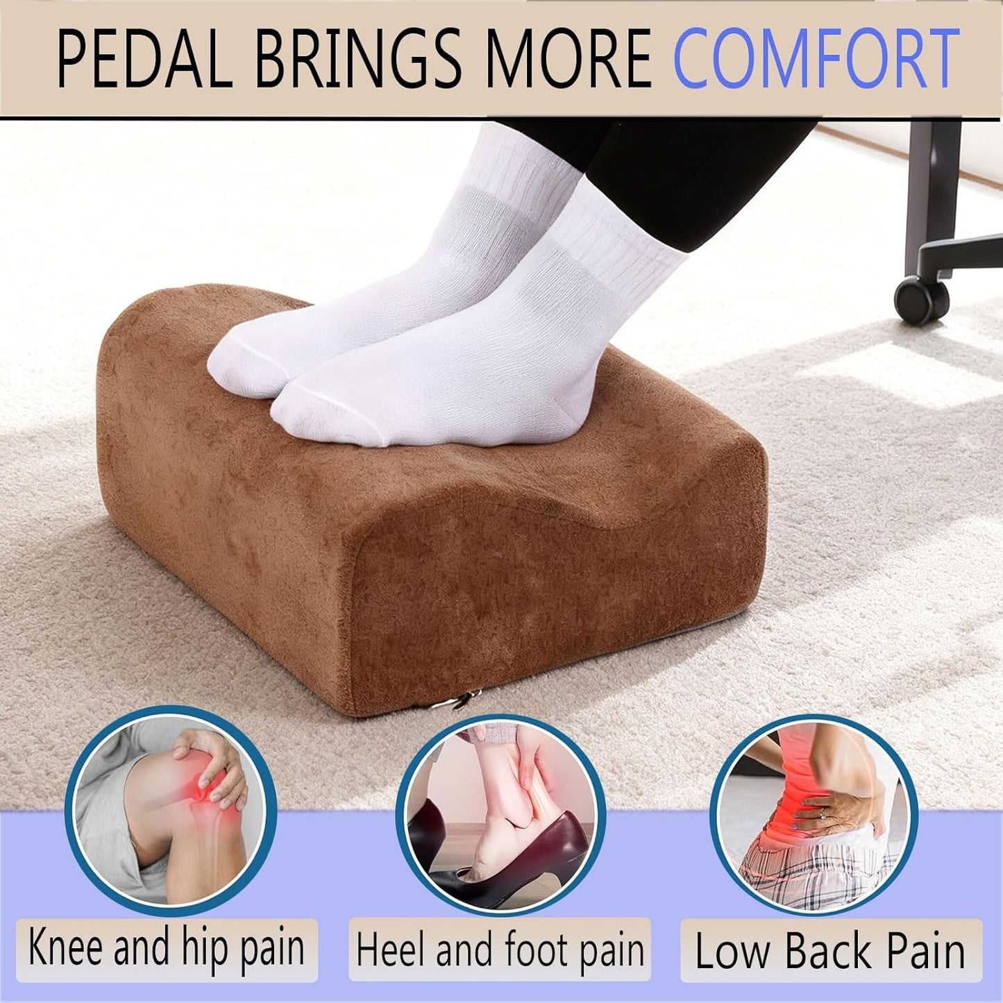 Foot Rest for Under Desk at Work,At Work Soft Ergonomic Footrest,Support Foot Pillow,Heel Chair,Leg Elevation Pillow,(Blue)
