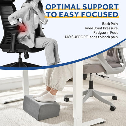 Foot Rest for Under Desk at Work, Adjustable Footrest for Office Chair & Gaming Chair,Ergonomic Footrest Pillow Desk Foot Stool with Washable Cover for Home, Airplane, Travel (Black)