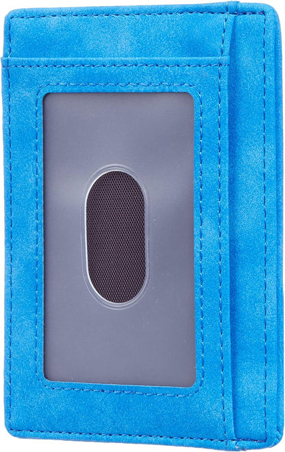 Travelambo Slim Wallet Front Pocket Minimalist Leather RFID Blocking Medium Size