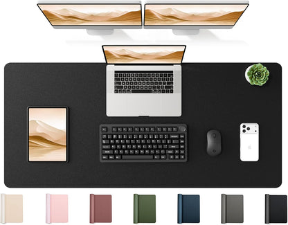 YSAGi 35.4" x 17" Large PU Leather Desk Mat for Keyboard and Mouse - Waterproof Non-Slip Desk Pad Protector for Office, Home, Writing Desk, Black