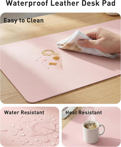Aothia Leather Desk Pad Protector, Mouse Pad, Office Desk Mat, Non-Slip PU Leather Desk Blotter, Laptop Desk Pad, Waterproof Desk Writing Pad for Office and Home (Brown,23.6" x 13.7") - Colors B