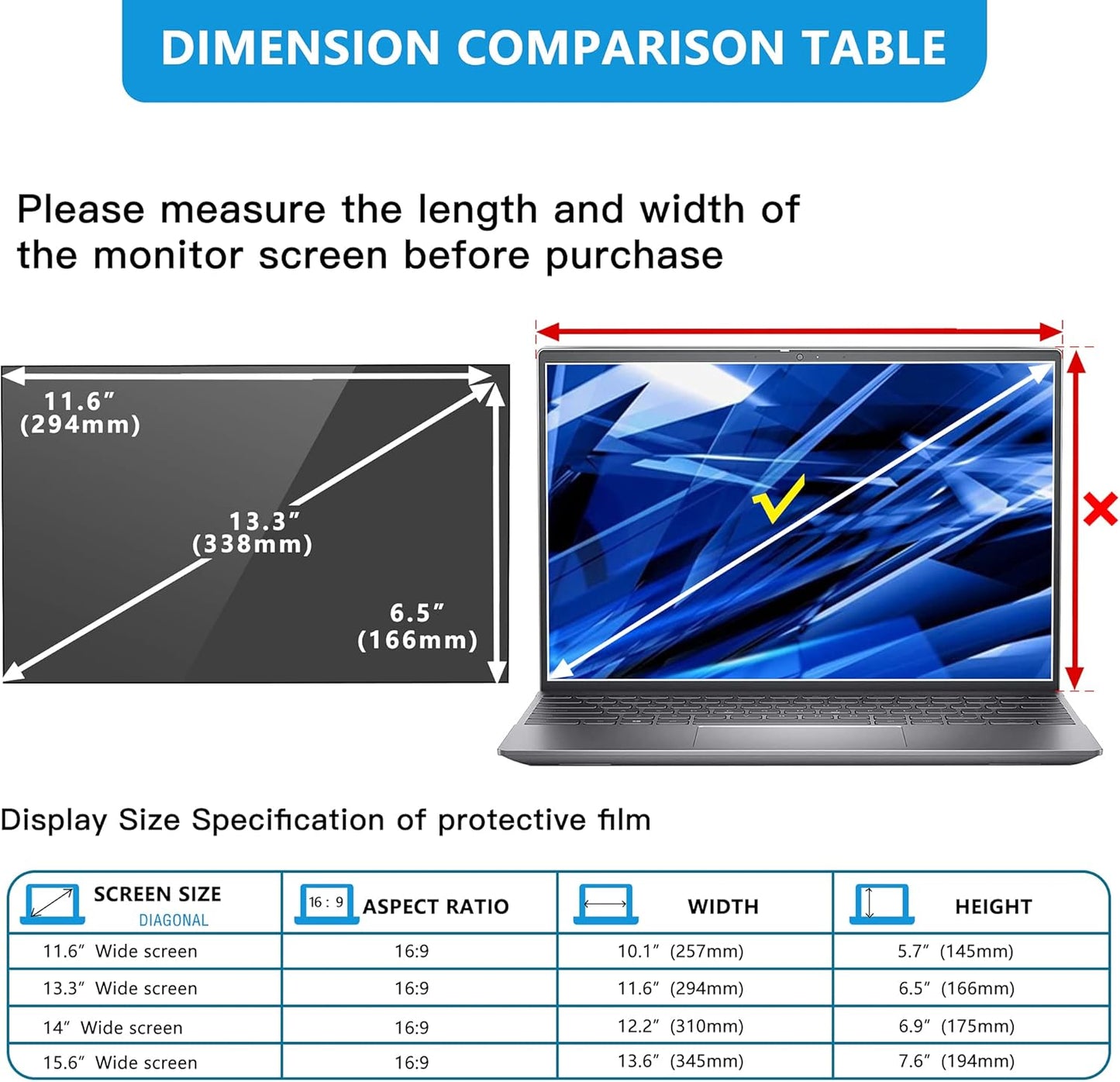 [2 Pack] 27 Inch Computer Privacy Screen , 16:9 Aspect Ratio Monitor Privacy Filter with Anti-Glare, Anti-Blue Light & Anti-Spy Protection, Removable Anti-Scratch Screen Protector for 27-Inch Widescreen Monitors