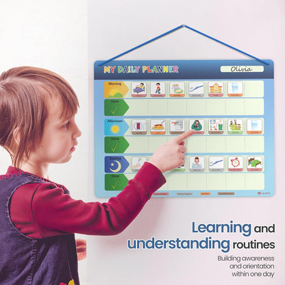 LIKARTO® Weekly Planner for Children - Montessori Magnetic Board incl 194 Magnets & Cord - Fully Writable & Wipeable - Encourages Independence