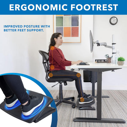 Mount-It! Under Desk Footrest, Adjustable Foot Rest Under Desk with 3 Tilt Positions, Large Non Slip Office Foot Rest with Massaging Surface, Ergonomic Foot Stool Under Desk for Home or Office
