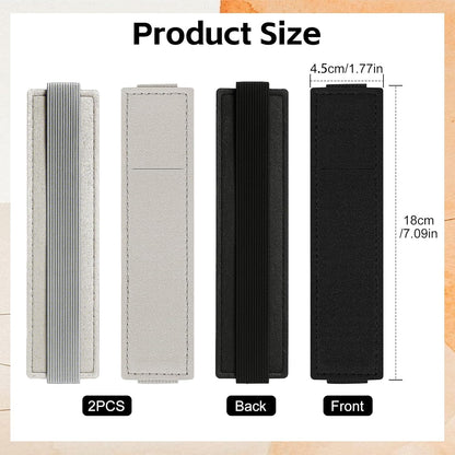 Tokusatsu 2 Pack Adjustable Elastic Pen Holder for Notebook, PU Leather Pencil Pouch with Stretchable Band, Fits Journals, Binders, Planners, Books, Portable Pen Sleeve Pouch, Off-White