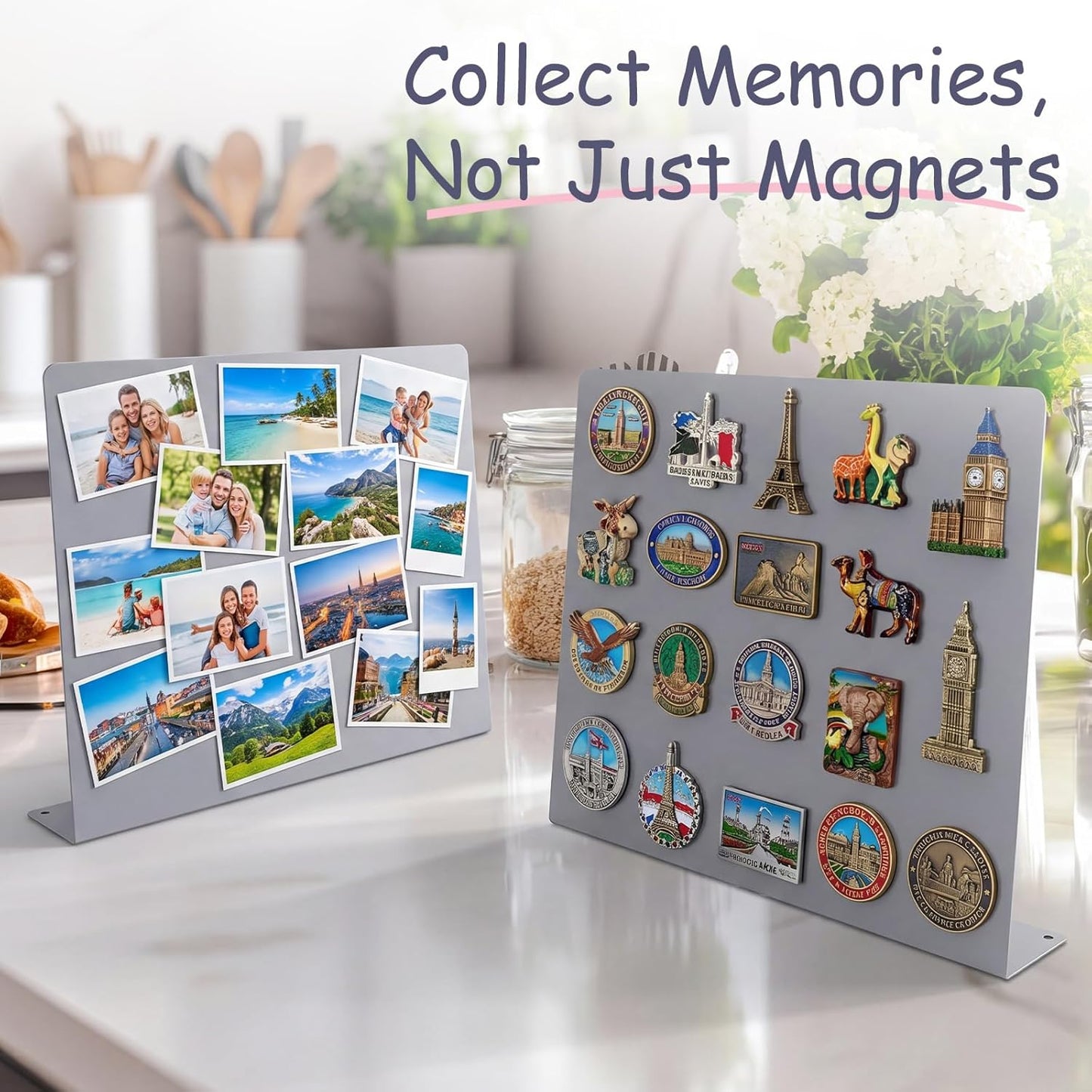 Geyoga 2 Pack Magnetic Bulletin Board with Stand, 16 x 12 Inch Black Magnet Display Board for Memo, Menu, Notes, Photos, for Kitchen Countertop, Office Desk, School