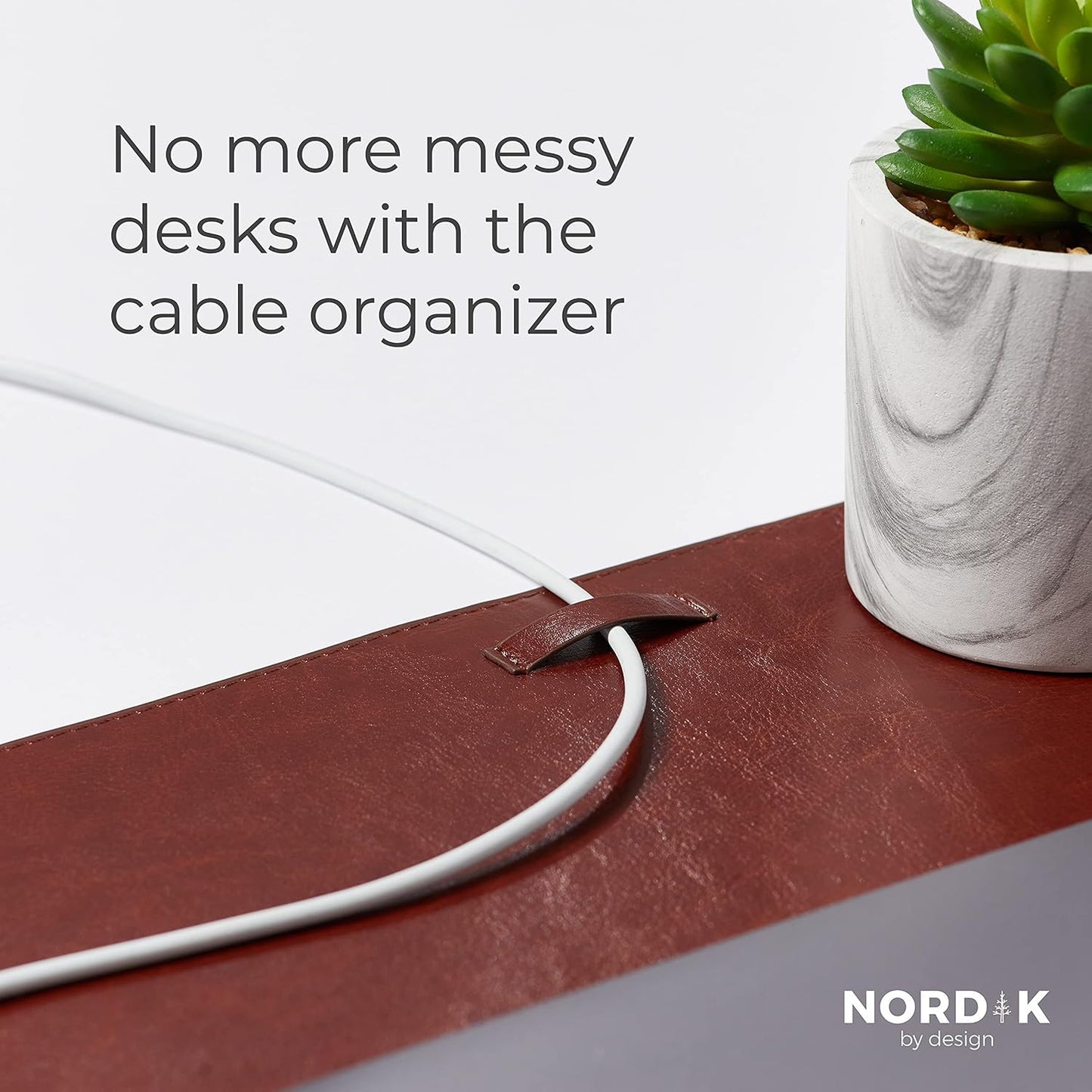 Nordik Leather Desk Mat Cable Organizer - Pebble Black 35 X 17 inch - Premium Mouse Mat - Felt Vegan Leather Desk Pad Protector - Desk Blotter Matt Keyboard - Large Desk Matt for Desktop Computer