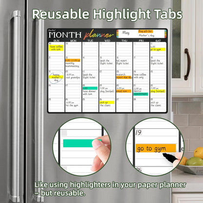 Magnetic Dry Erase List Board - 4"x12" Multifunctional List Board for Fridge - 6 Extra Fine Point Markers Included - Shipped Flat