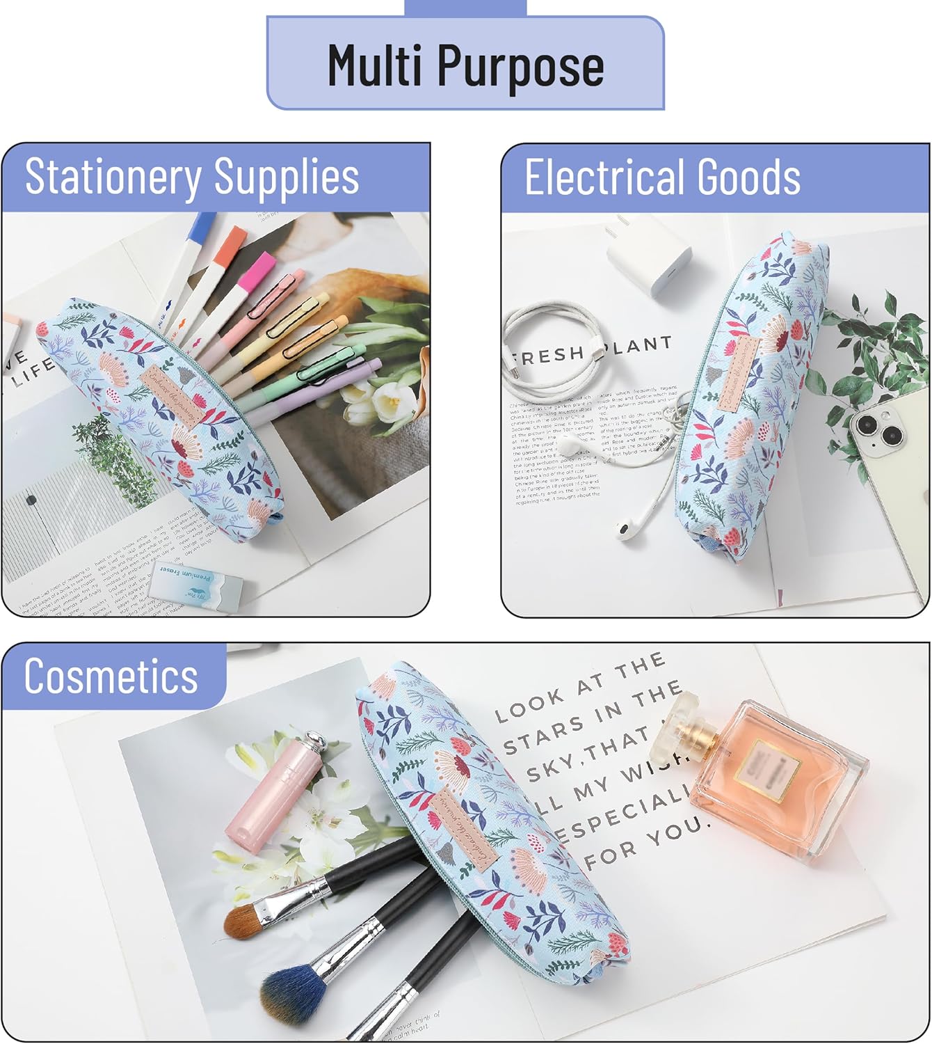 Mr. Pen- Cute Pencil Case Pouch, Multipurpose Canvas Bible Pencil Pouch, Smooth Zipper, Premium Material, Neat Stitches, Ideal for Stationery, Cosmetics, Electronics, School, Office, Travel
