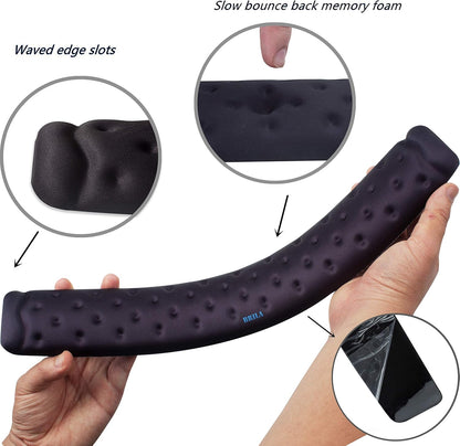BRILA Memory Foam Mouse & Keyboard Wrist Rest Support Pad Cushion Set for Computer, Laptop, Office Work, PC Gaming - Massage Holes Design - Easy Typing Wrist Pain Relief (Nebula)
