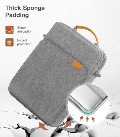 MoKo 13 Inch Tablet Sleeve Bag, Fits with 13 Inch New iPad Pro M5 & Air M4/M3, iPad Pro 12.9 M2&M1,Surface Laptop Go 12.4,Galaxy Tab S8+/S9+ 12.4,Handle Carrying Case with Shoulder Strap,Black &Gray