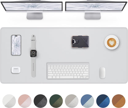 AFIING Desk Pad Protector 23.6" x 13.7" - Non-Slip Waterproof PU Leather Desk Mat for Mouse, Keyboard, Laptop, Office and Home Workspace (Beige)