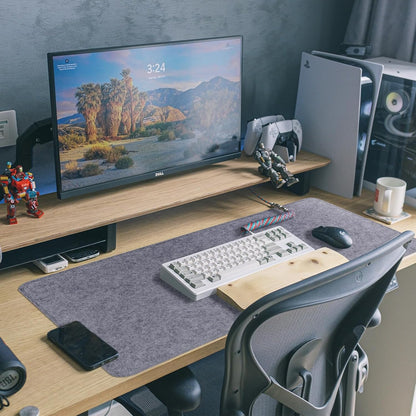 Large Felt Desk Protective Pad, 100X40cm/40''X16''Non-Slip Felt Desk Mat Extended Gaming Mouse Pad Large Desk Pad Protector for Keyboard, Computer, Mouse, Laptop (Dark Grey)