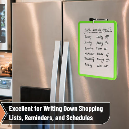 Mr. Pen- Dry Erase Board, 14” x 11” with a Black Dry Erase Marker, White Frame, Small Mini White Board for Students, Fridge, Wall, Locker, Includes Double Sided Tapes