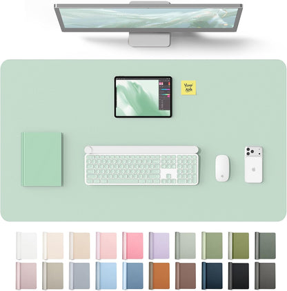 YSAGi Leather Desk Pad Protector, Office Desk Mat, Large Mouse Pad, Non-Slip PU Leather Desk Blotter, Waterproof Laptop Desk Writing Pad for Office and Home (23.6" x 13.8", Eggshell) - Colors A