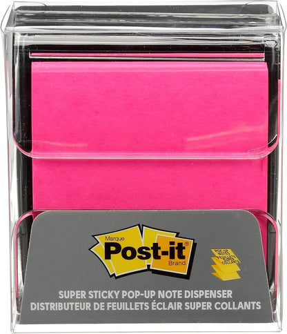 Post-it Pop-up Notes Dispenser, 3x3 in, Black Base Clear Top, Pack Includes Dispenser and a 45-Sheet Pad of Pop-up Notes (WD-330-BK)