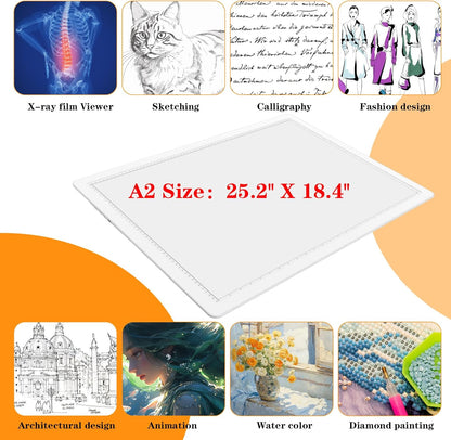 Phylosal Magnetic A3 Light Pad with Bag, Super Bright Light Box with Side Button, Diamond Art Light Board, Lightbox for Tracing and Drawing, USB Power Light Table for Sketching, Weeding Vinyl (White)
