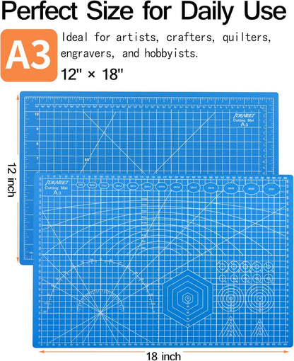 Density-upgraded 18"x12" Self Healing Cutting Mat, Idemeet Rotary Sewing Mat for Crafts, 5-Ply Blade Table Protector Cut Board for Fabric Leather Cutting Quilting Modeling Hobby Project, A3, Black