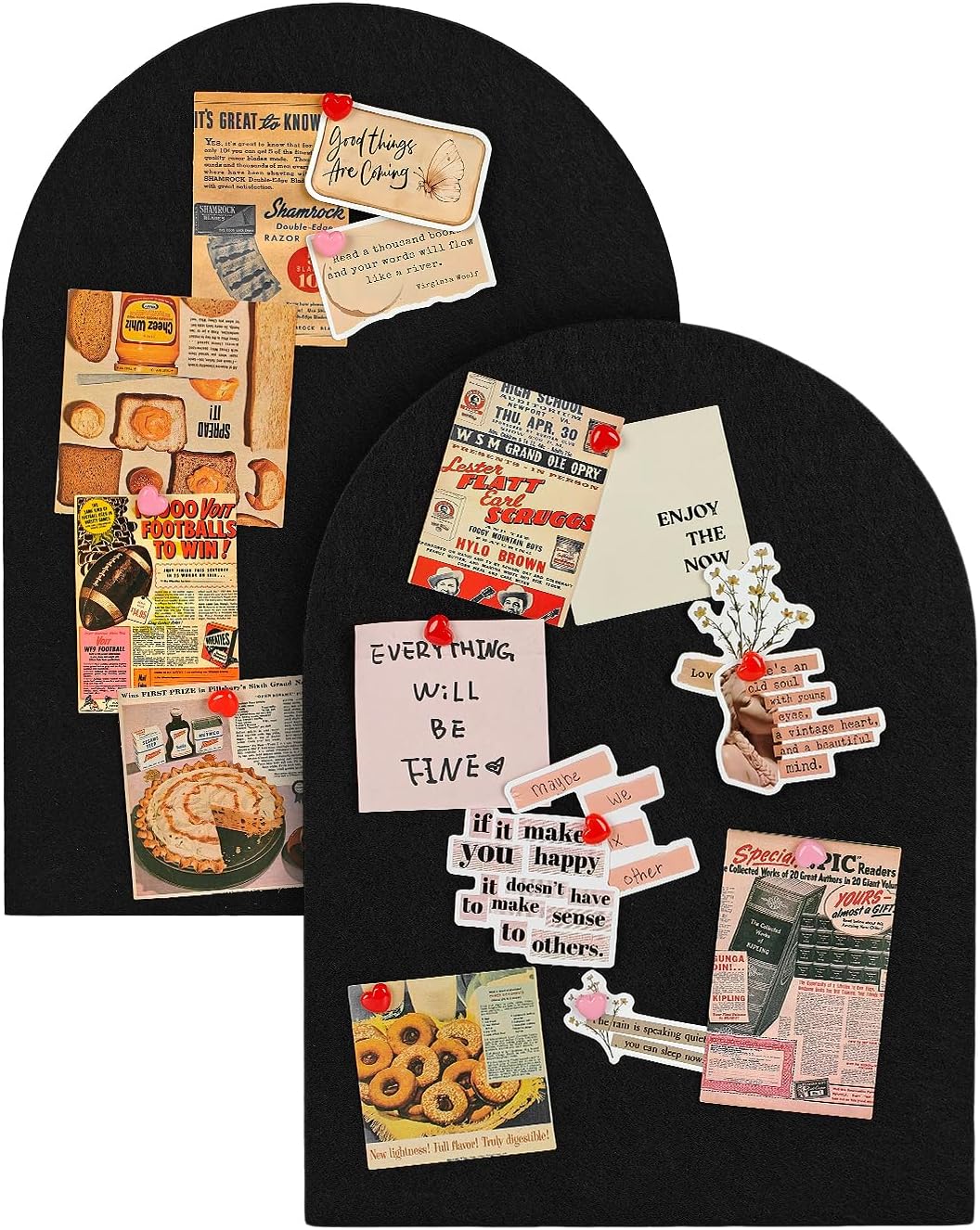 Arched Felt Bulletin Board, Cork Board Alternative for Wall, 10.6in x 14.6in Self-Adhesive Pin Board, 0.35" Thick 2 Pack for Home Office Decor (Camel-2727-2p)