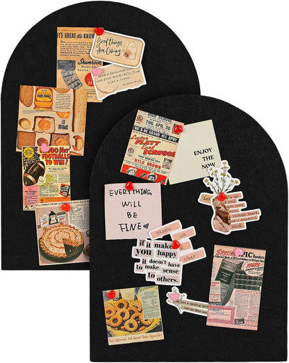 Arched Felt Bulletin Board, Cork Board Alternative for Wall, 10.6in x 14.6in Self-Adhesive Pin Board, 0.35" Thick 2 Pack for Home Office Decor (Camel-2727-2p)