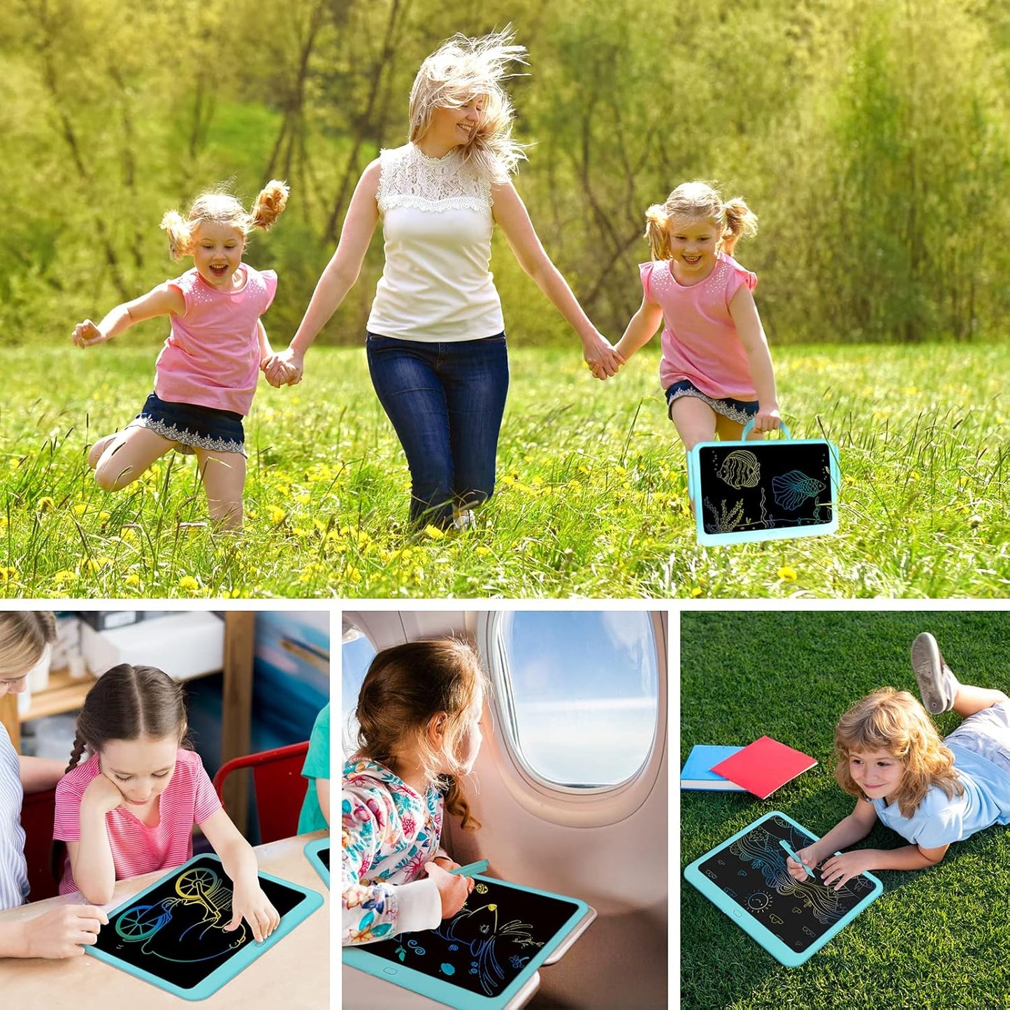 FLUESTON LCD Writing Tablet for Kids, 10 Inch Doodle Board, Colorful Drawing Pad for Toddler, Educational Travel Toy Gifts for 3-8 Year Old Girls Boys, Erase Lock Writing Board - Pink