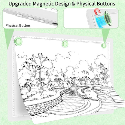 Phylosal Rechargeable A3 LED Light Pad for Diamond Painting, Ultra-Thin Magnetic Tracing Light Box for Drawing, Diamond Art Light Board with Side Button, Super Bright Light Table for Sketching (White)