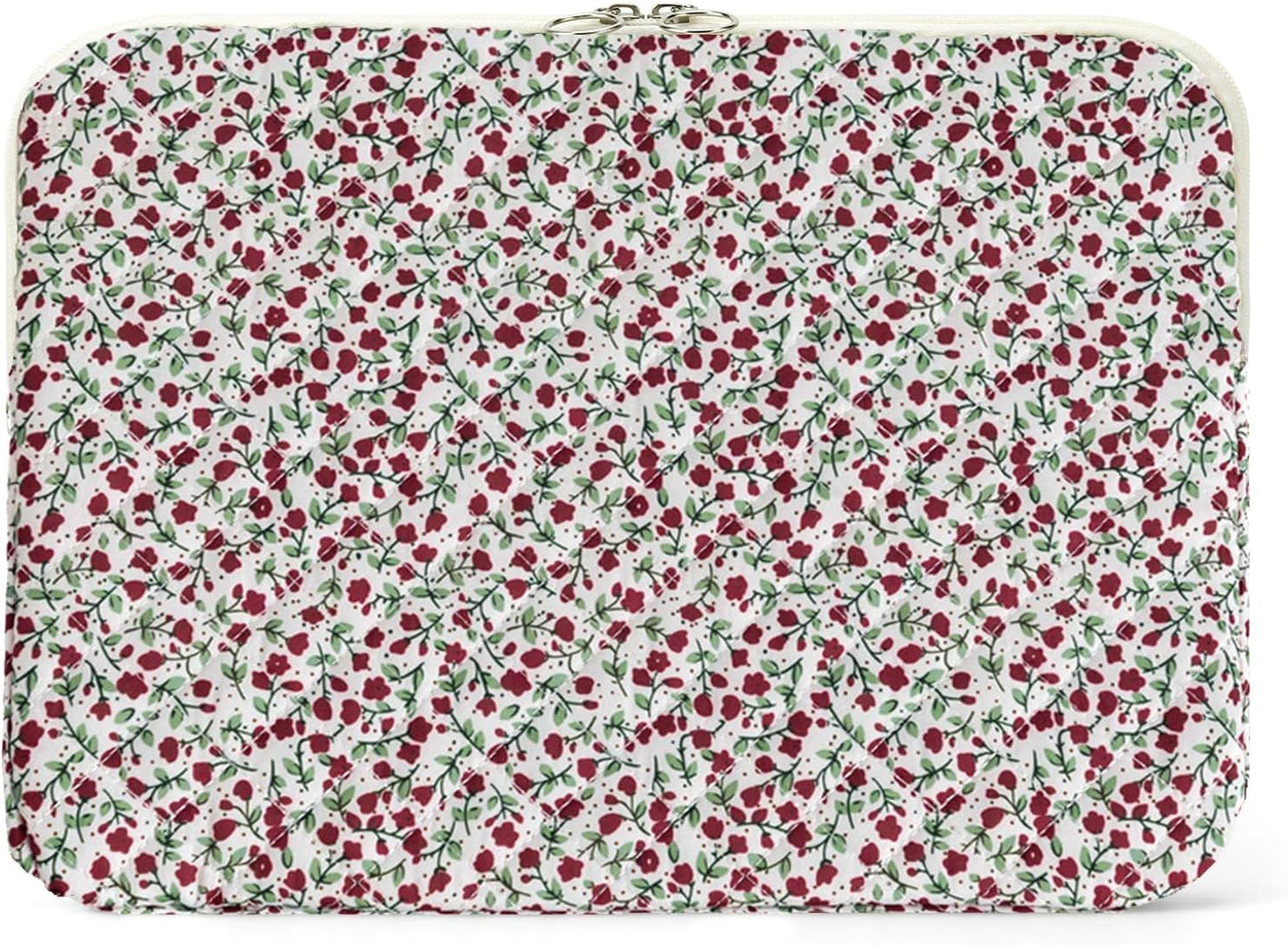 Puffy Laptop Sleeve 13 Inch Cute Quilted Laptop Protective Case Padded Floral Computer Sleeve for MacBook (A-Blue, 13 Inch)