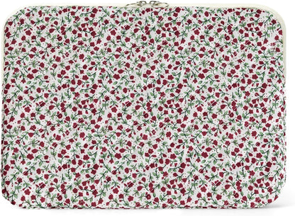 Puffy Laptop Sleeve 13 Inch Cute Quilted Laptop Protective Case Padded Floral Computer Sleeve for MacBook (A-Blue, 13 Inch)