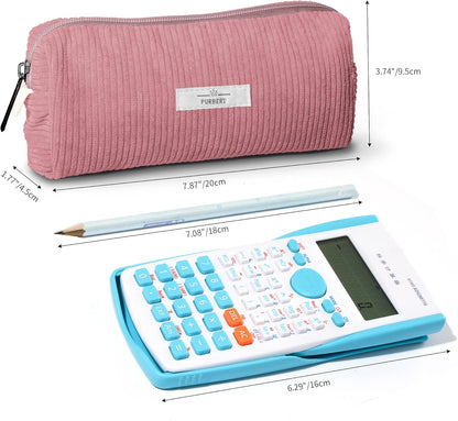 Pencil Bag Pen Case, Soft Corduroy Small Pencil Pouch Organizer with Zipper, Cute Pencil Case Pouch Stationery for Girls and Boys – Apricot