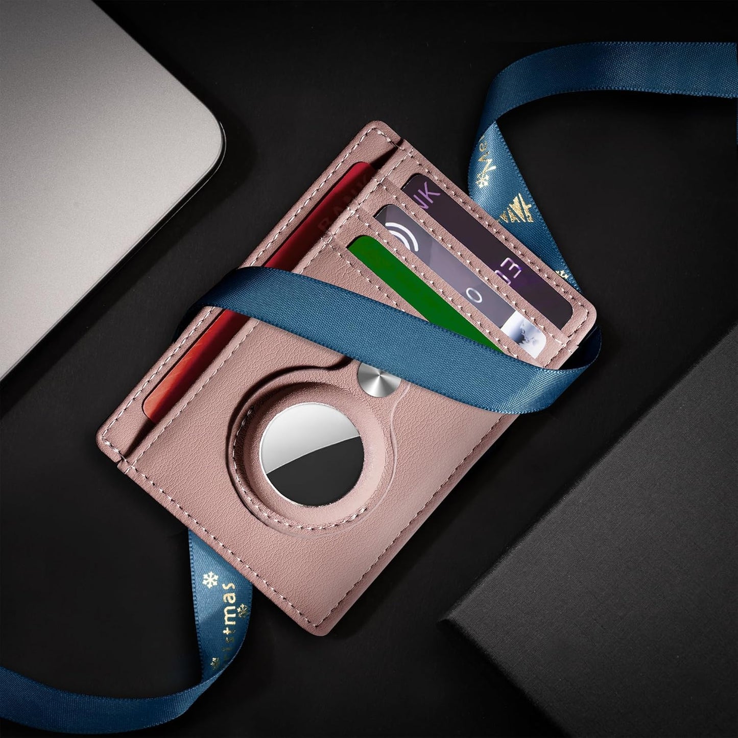 Slim Minimalist Front Pocket Air Tag Wallet, RFID Blocking Card Holder Wallet with Airtag Holder