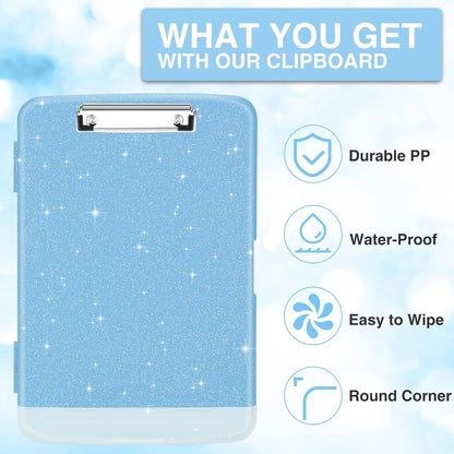 Sooez Clipboard with Storage, Clip Board 8.5 x 11 with Pen Holder, Plastic Organization Case Box for Letter Legal A4 Size Paper, Low Profile Clip, Nurses Teachers Must Haves, School & Office Supplies