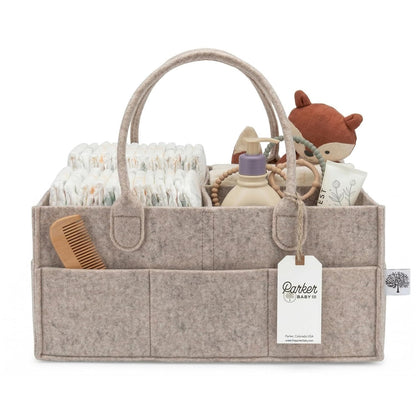 Parker Baby Diaper Caddy - Nursery Storage Bin and Car Organizer for Diapers and Baby Wipes - Oatmeal, Regular