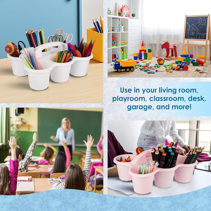 2 Pack Classroom Caddy For School,Kidsroom,Pencil Holder,Plastic Cup Caddy for Drink Delivery (Blue)