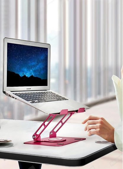Uncaged Ergonomics Swivel Laptop Stand for Desk, Adjustable Computer iPad Stand for Desk w/ 360 Rotation, Portable Laptop Holder for Home Office Ergonomic Supplies