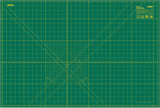 OLFA 24" x 36" Self Healing Rotary Cutting Mat (RM-MG) - Double Sided 24x36 Inch Cutting Mat with Grid for Quilting, Sewing, Fabric, & Crafts, Designed for Use with Rotary Cutters (Green)