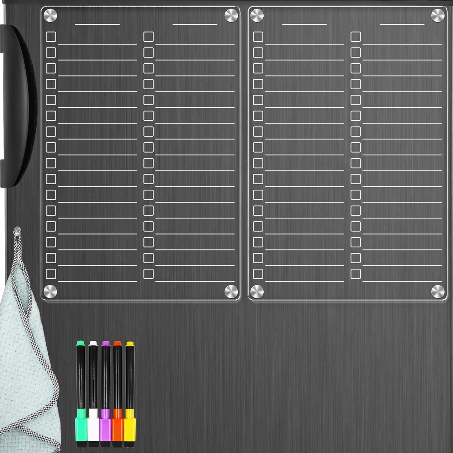 Acrylic Magnetic Dry Erase Board for Fridge, 12"X8" Clear Magnetic to Do List White Board, Acrylic Dry Erase to Do List for Refrigerator, Magnet Whiteboard with 5 Markers