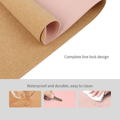RENMTURE Dual-Sided Mouse Pad, Natural Cork & PU Leather Large Desk Pad for Office and Home Work, Desk Protector Non-Slip, Waterproof, Easy Clean (Olive Green, 32"x16")