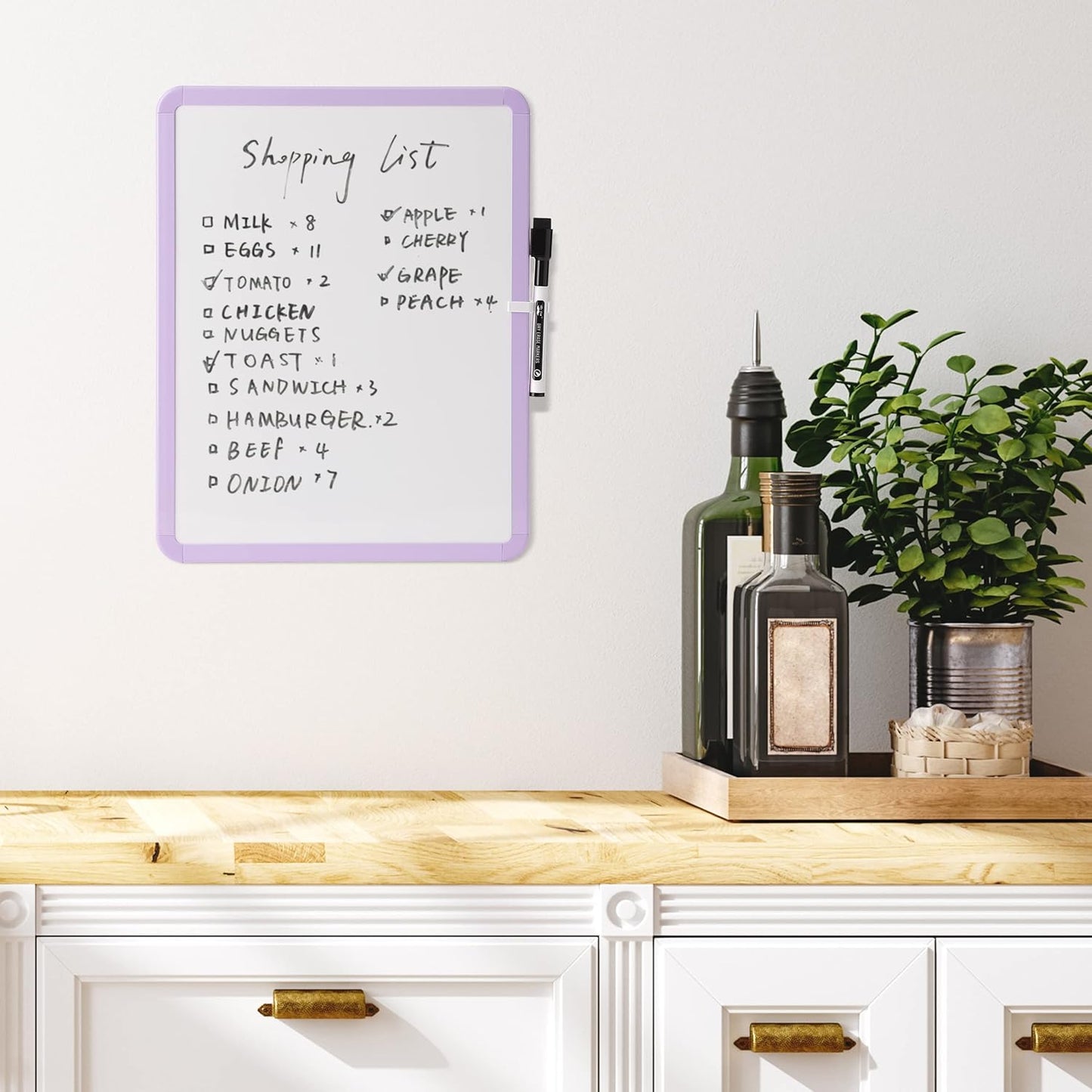 Mr. Pen- Dry Erase Board, 14” x 11” with a Black Dry Erase Marker, White Frame, Small Mini White Board for Students, Fridge, Wall, Locker, Includes Double Sided Tapes