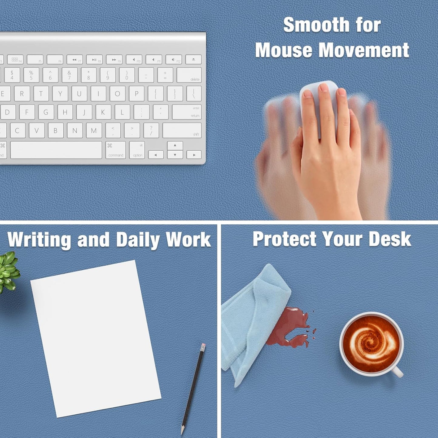 Hsurbtra Desk Pad, 23.6" x 13.8" PU Leather Desk Mat, M Extended Mouse Pad, Waterproof Desktop Blotter Protector, Non-Slip Ultra Thin Small Laptop Keyboard Writing Mat for Office Home, Pink