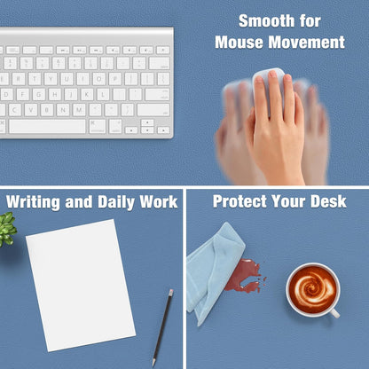 Hsurbtra Desk Pad, 23.6" x 13.8" PU Leather Desk Mat, M Extended Mouse Pad, Waterproof Desktop Blotter Protector, Non-Slip Ultra Thin Small Laptop Keyboard Writing Mat for Office Home, Pink