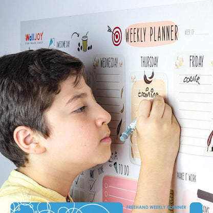 Dry Erase Calendar – 39.4x16” Weekly Dry Erase Board for Wall, Clear Weekly Planner Whiteboard, Reusable & Easy Erase, Sticks to Smooth Surfaces, Upgraded Static Cling – Improved Hold