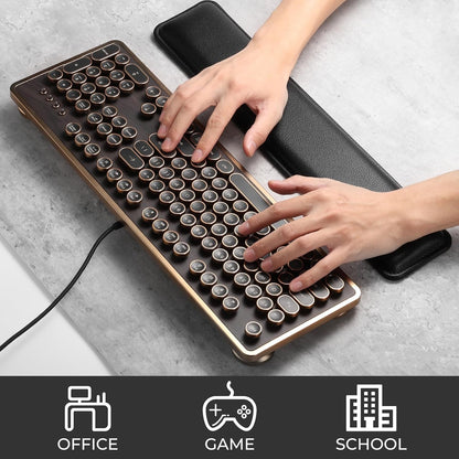 GLENCREAG Ergonomic Keyboard Wrist Rest - PU Leather Cushioned Support for Typing & Gaming, Comfortable Contoured Design for Wrist Pain Relief, Tan
