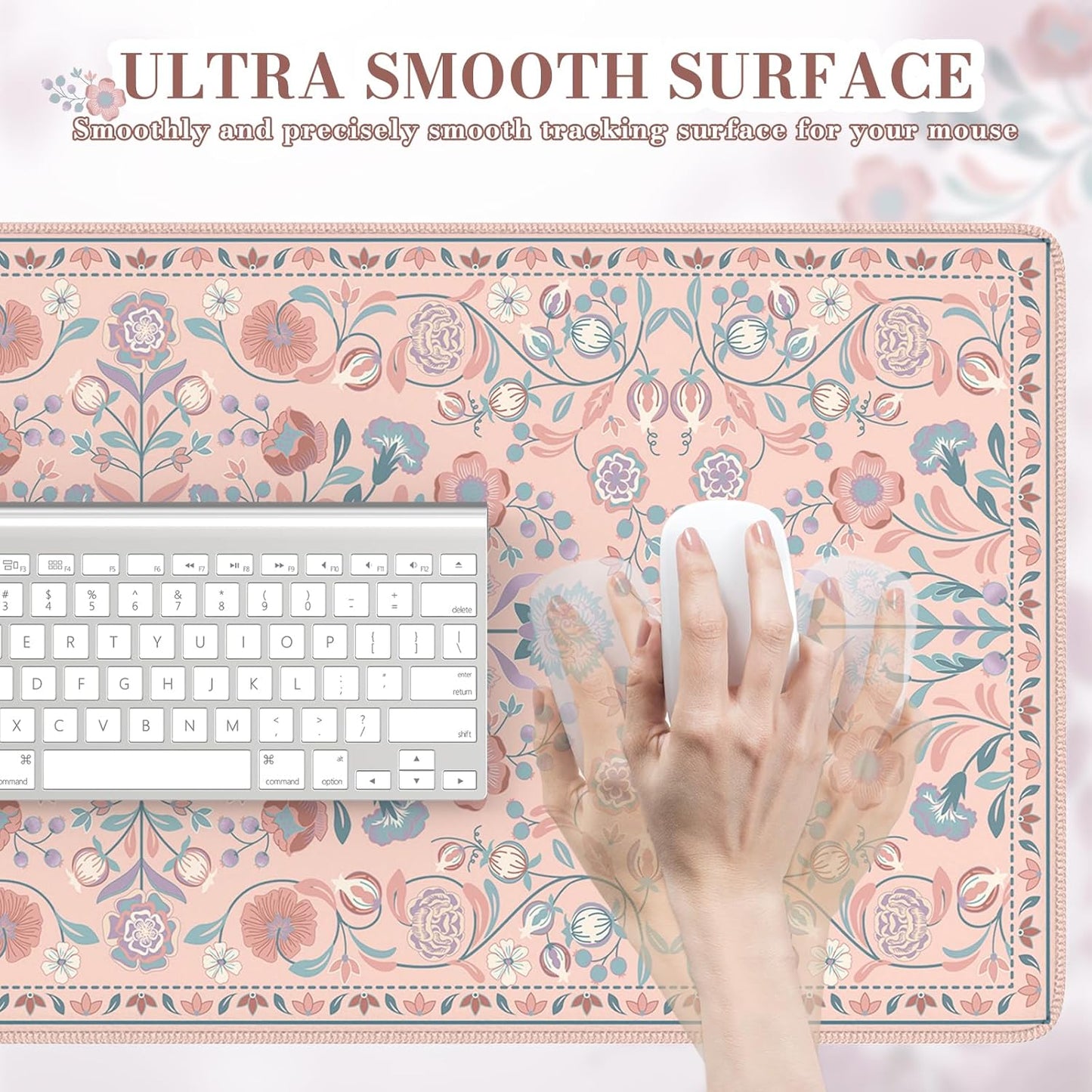 iCasso Desk Mat for Keyboard and Mouse, Large Mouse Pad, Desk Pad Mat, Anti-Slip Big Mousepad with Stitched Edges for Computer Desktop(Deep Green)