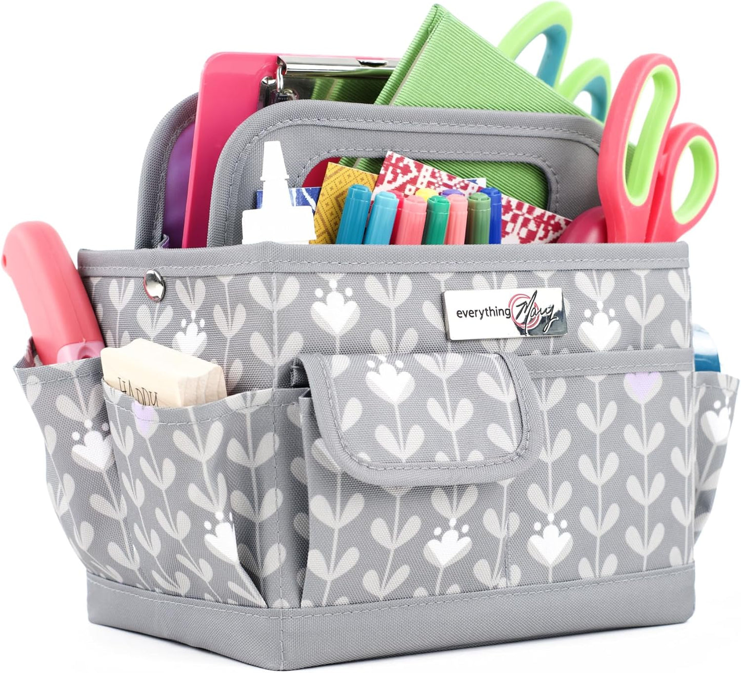 Everything Mary Craft Caddy, Tan Dot - Art Storage for Supplies & Crafts - Supply Organizers Tote for School Classroom, Office, and Home - Organization for Makeup & Nurses