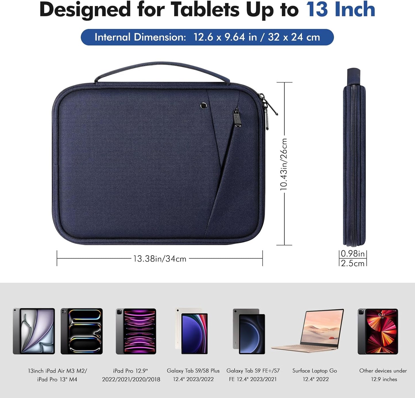 MoKo 9-11 Inch Tablet Sleeve Carrying Case with Handle, Padded Protective Travel Bag for New 11-inch iPad Air 4 2026/Pro M5/ A16, iPad 10th/Air 5/4th 10.9, i-Pad 9/8th 10.2,Tab S9/S8 11, Black