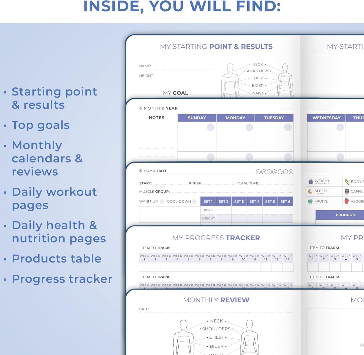 Clever Fox Fitness & Food Journal – Nutrition & Workout Planner for Women & Men – Diet & Gym Exercise Log Book with Calendars, Diet & Training Trackers - Undated, A5 Size, Hardcover (Forest Green)