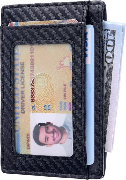 Travelambo Slim Wallet Front Pocket Minimalist Leather RFID Blocking Medium Size