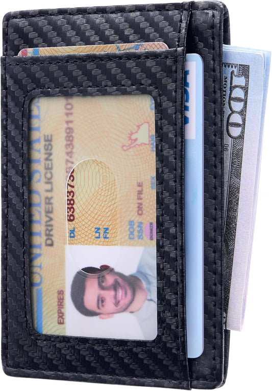 Travelambo Slim Wallet Front Pocket Minimalist Leather RFID Blocking Medium Size