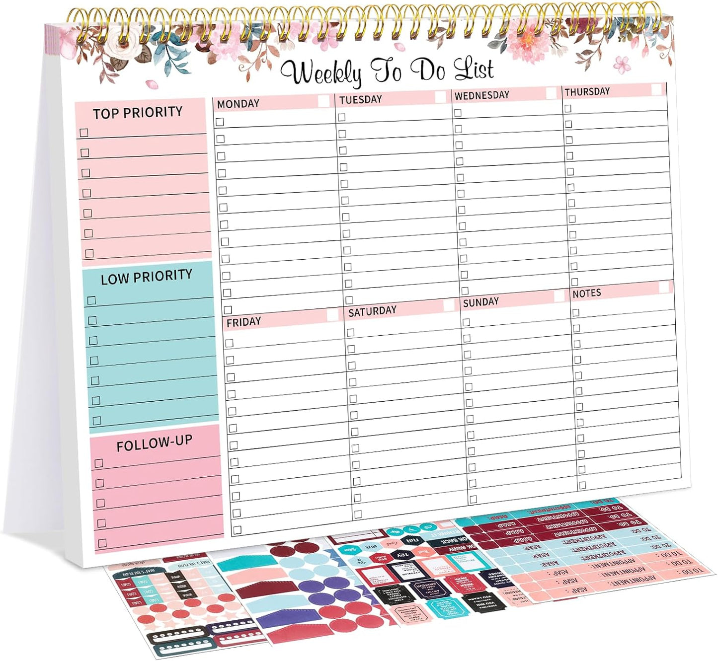 Weekly To Do List Notepad, 8.5''x11'' Weekly Desk Planner with 52 Tear Off Sheets Undated Weekly Planner Habit Tracker & Productivity Organizer for Home School and Work, Light Green