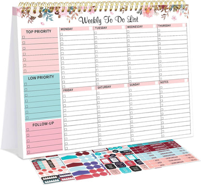 Weekly To Do List Notepad, 8.5''x11'' Weekly Desk Planner with 52 Tear Off Sheets Undated Weekly Planner Habit Tracker & Productivity Organizer for Home School and Work, Light Green